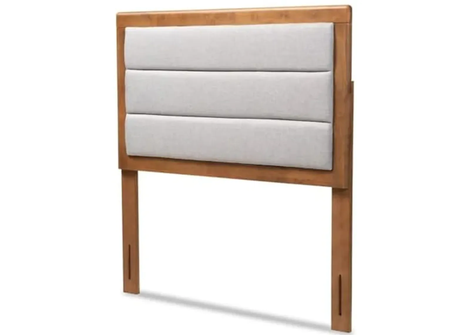 Baxton Studio Dexter Modern and Contemporary Light Grey Fabric Upholstered and Walnut Brown Finished Wood Twin Size Headboard