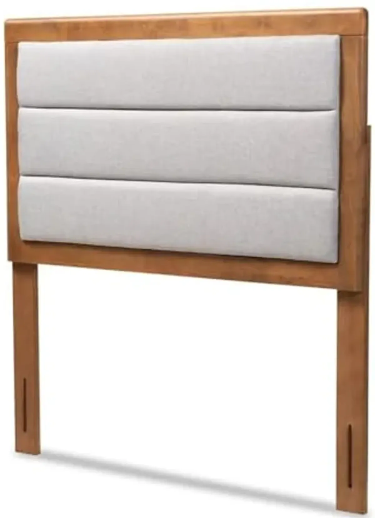 Baxton Studio Dexter Modern and Contemporary Light Grey Fabric Upholstered and Walnut Brown Finished Wood Twin Size Headboard