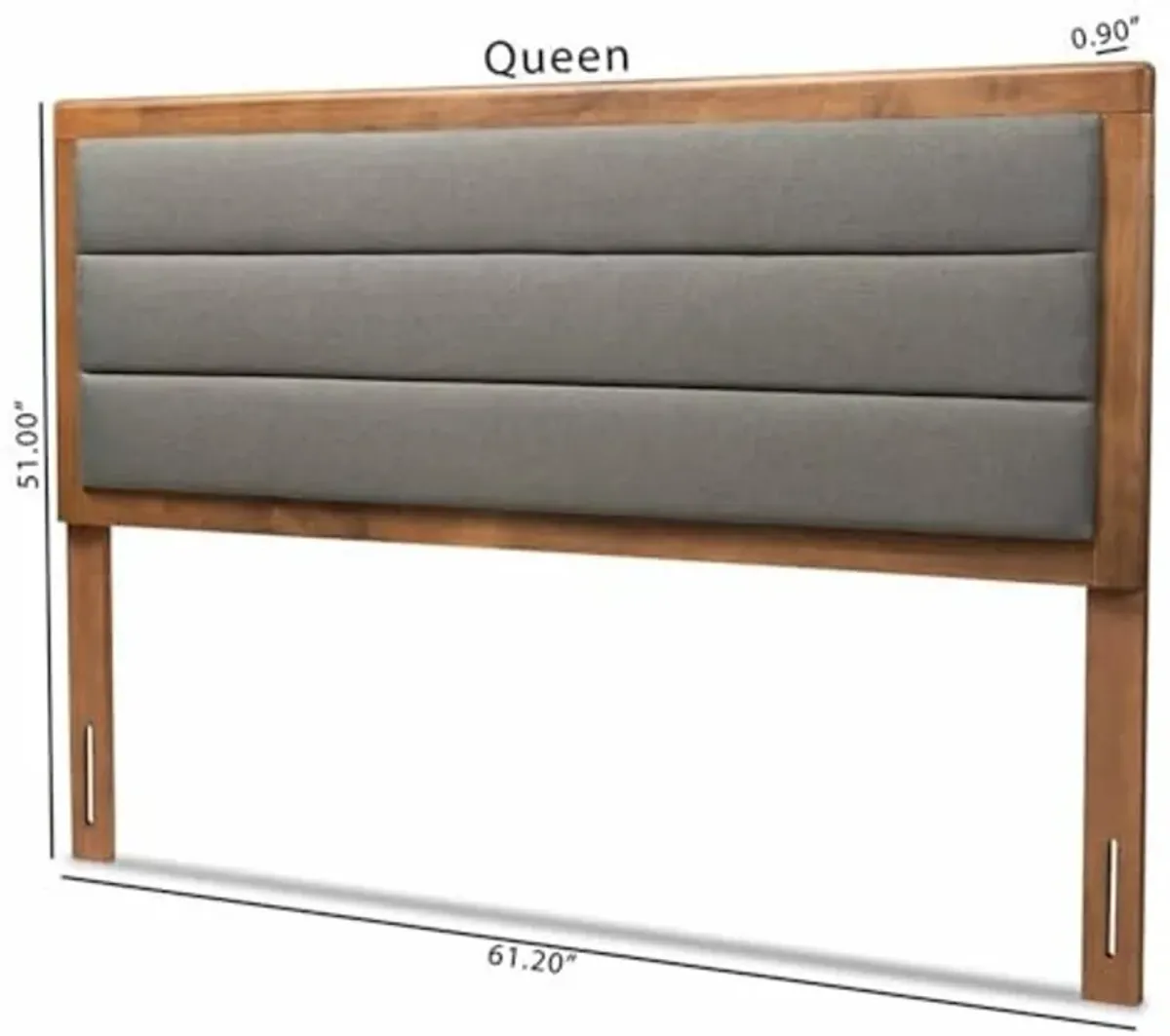 Baxton Studio Dexter Modern and Contemporary Dark Grey Fabric Upholstered and Walnut Brown Finished Wood Queen Size Headboard