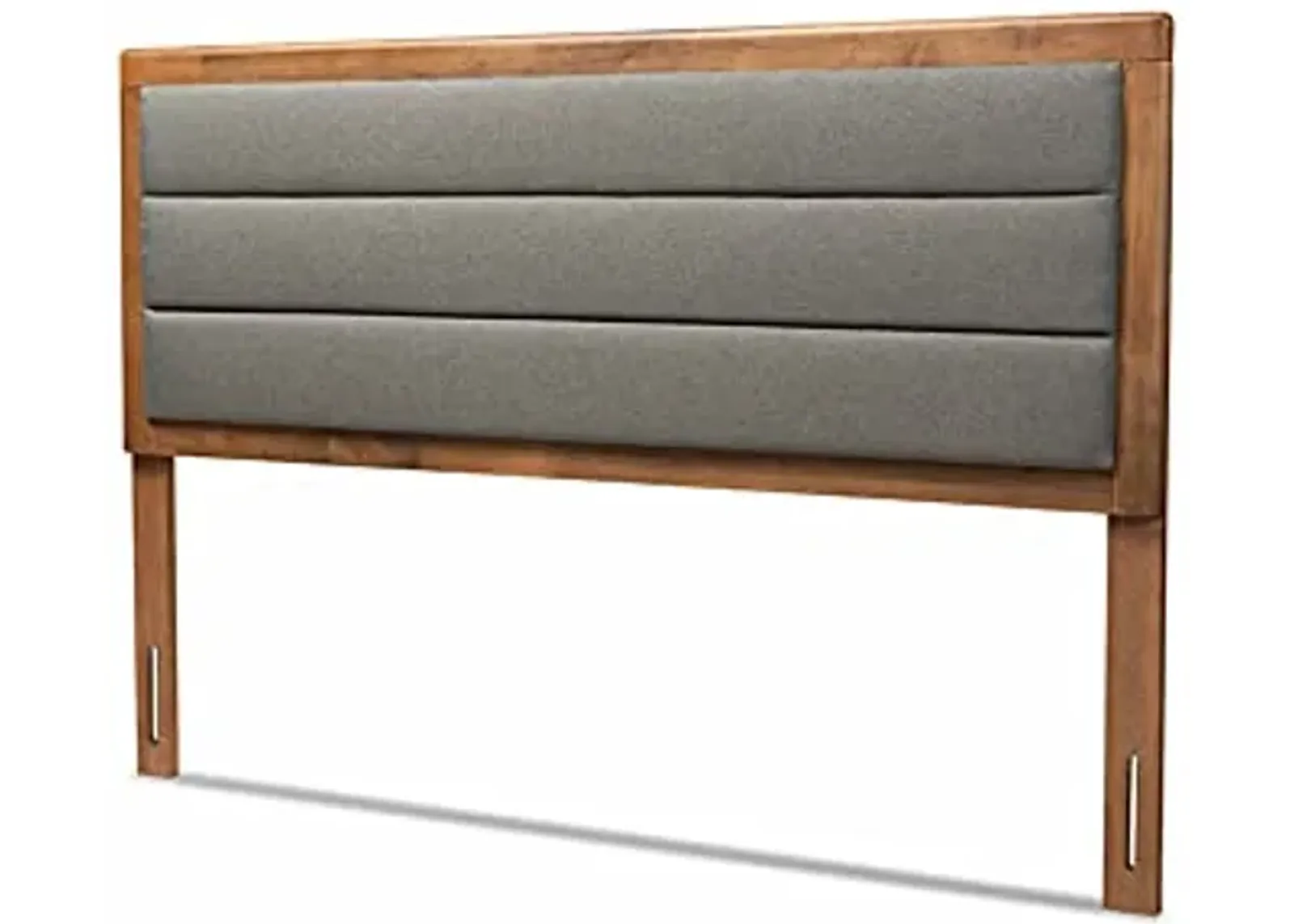 Baxton Studio Dexter Modern and Contemporary Dark Grey Fabric Upholstered and Walnut Brown Finished Wood Full Size Headboard