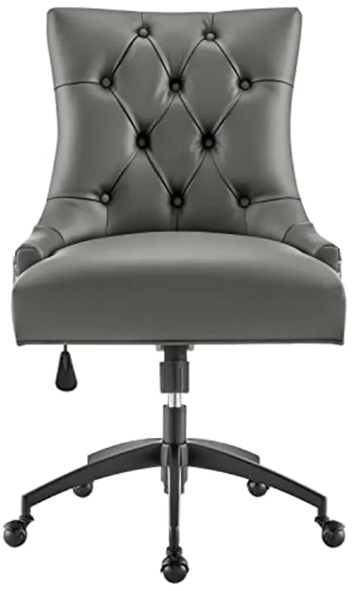 Modway Regent Tufted Vegan Leather Swivel Office Chair, Black Gray