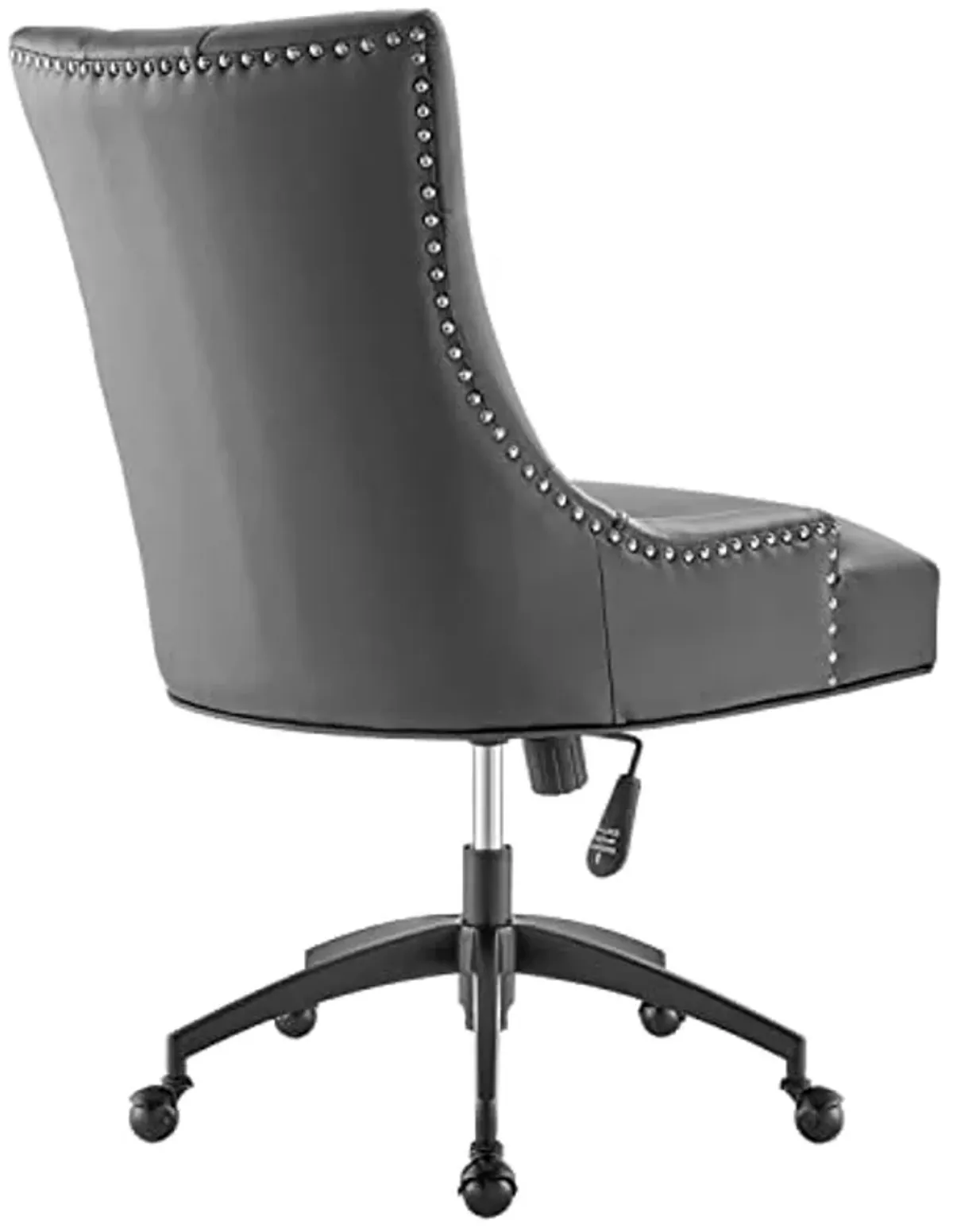 Modway Regent Tufted Vegan Leather Swivel Office Chair, Black Gray