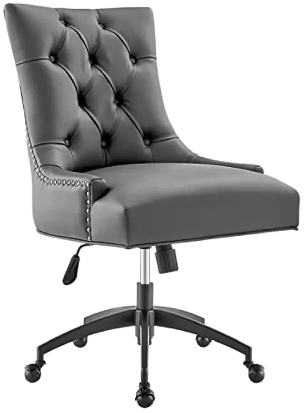 Modway Regent Tufted Vegan Leather Swivel Office Chair, Black Gray