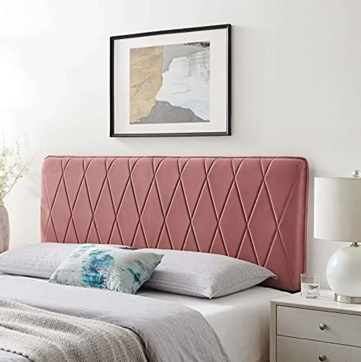 Modway Leila Performance Velvet Full/Queen Headboard in Dusty Rose