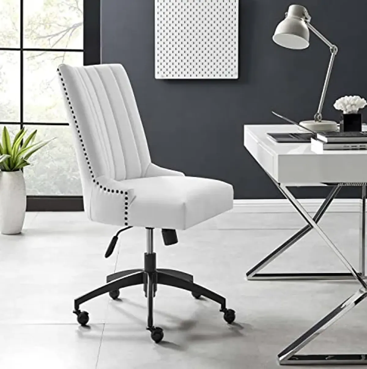 Modway Empower Channel Tufted Fabric Office Chair, Black White