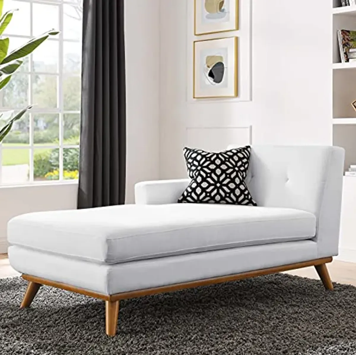 Modway Engage Upholstered Fabric Facing, Left-Arm Chaise, White