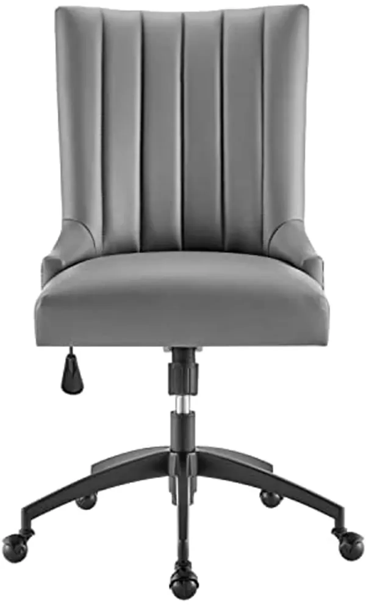 Modway Empower Channel Tufted Vegan Leather Office Chair, Black Gray