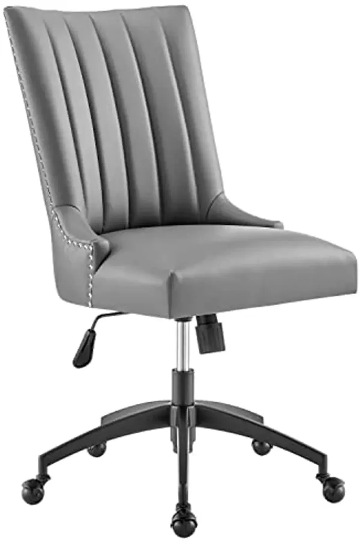 Modway Empower Channel Tufted Vegan Leather Office Chair, Black Gray