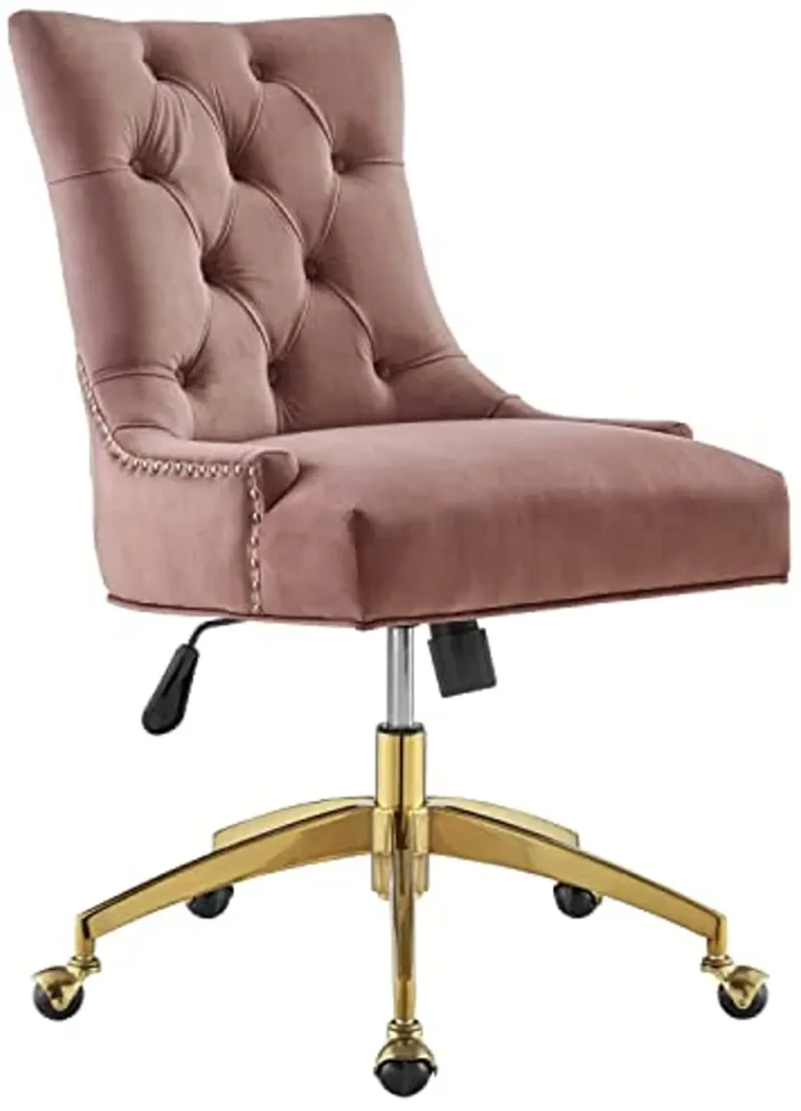 Modway Regent Tufted Performance Velvet Swivel Office Chair, Gold Dusty Rose