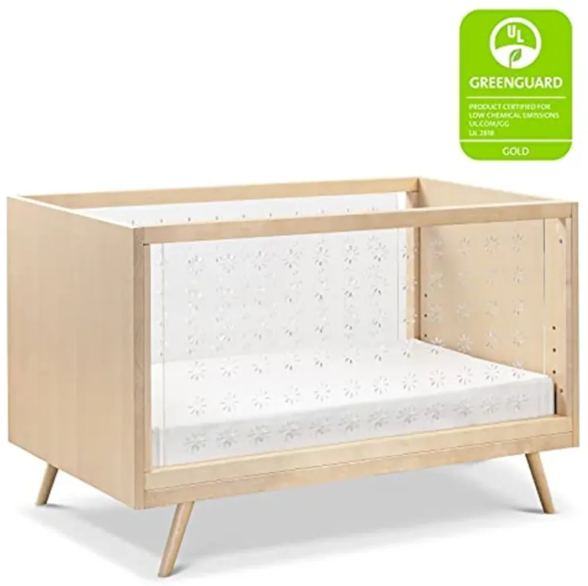 Babyletto Ubabub Nifty Clear 3-in-1 Crib in Natural Birch, Greenguard Gold Certified