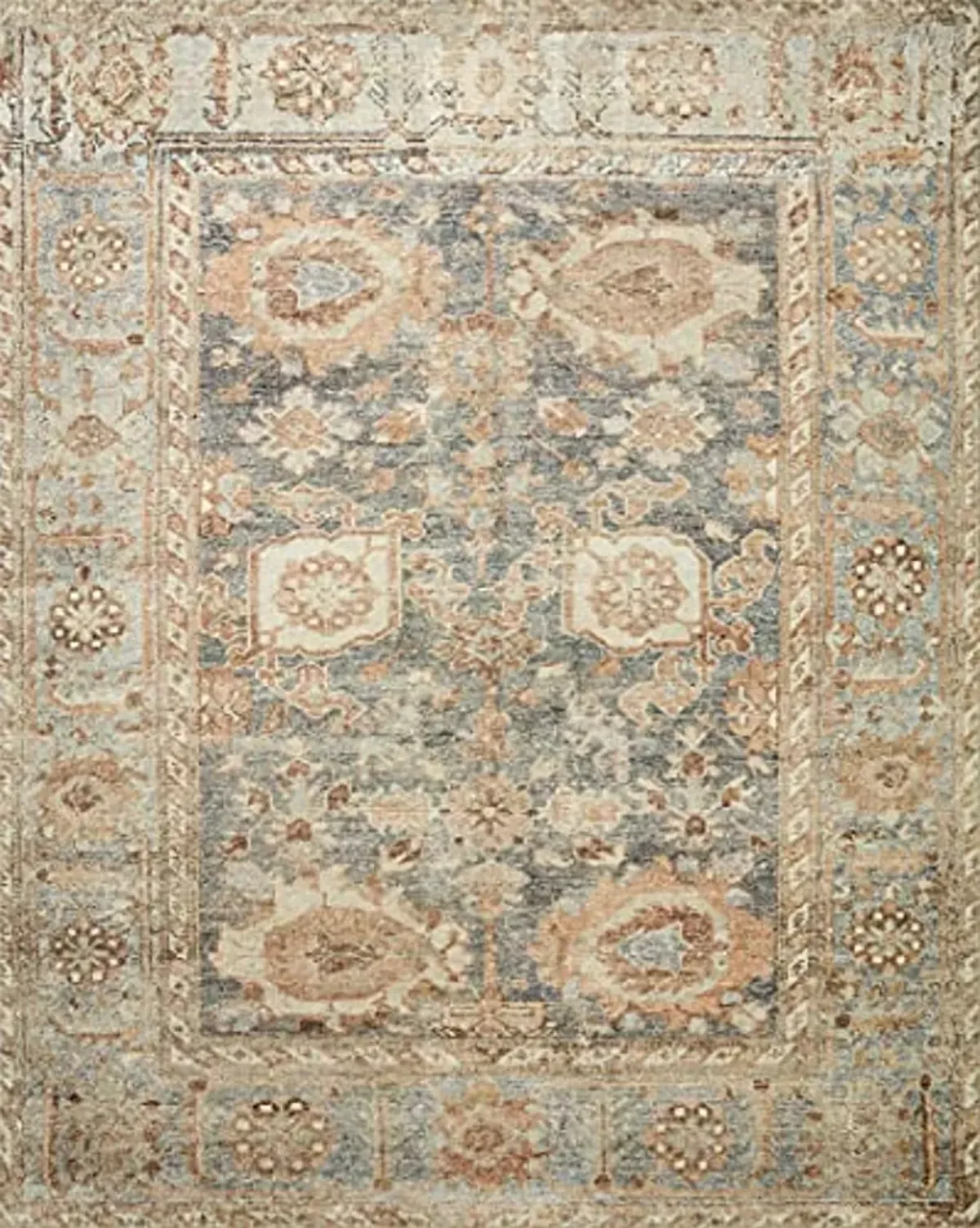 Loloi II Margot Collection MAT-03 Ocean / Spice 2'-0" x 5'-0", .38" Thick, Accent Rug, feat.CloudPile, Soft, Durable, Printed, Medallion, Low Pile, Non-Shedding, Easy Clean, Living Room Rug