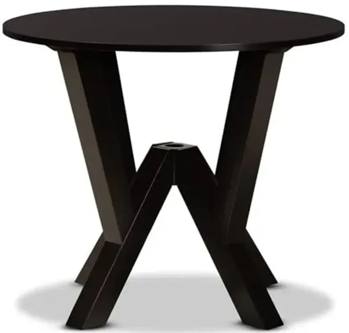 Baxton Studio Irene Modern and Contemporary Dark Brown Finished 35-Inch-Wide Round Wood Dining Table