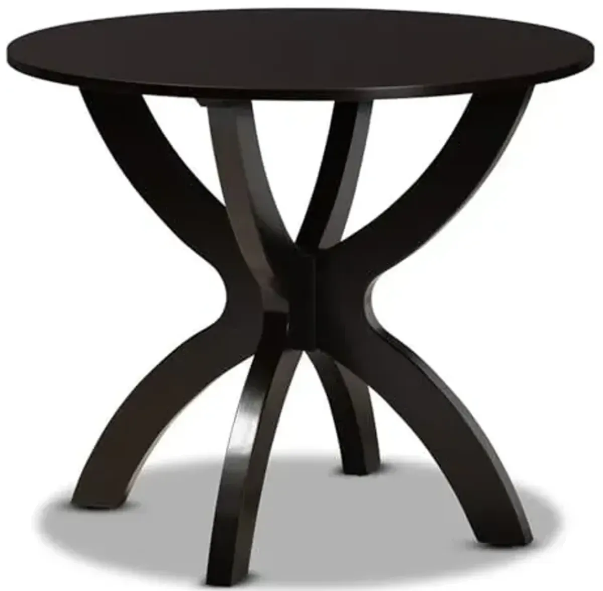 Baxton Studio Tilde Modern and Contemporary Dark Brown Finished 35-Inch-Wide Round Wood Dining Table