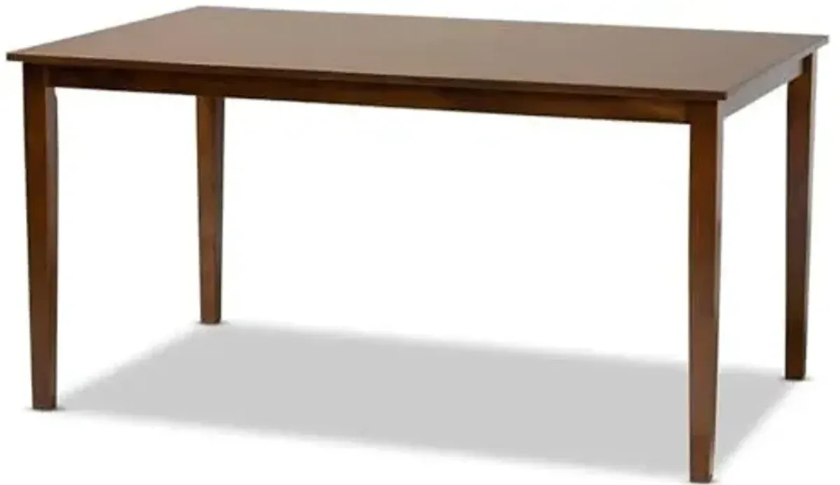 Baxton Studio Eveline Modern and Contemporary Walnut Brown Finished Rectangular Wood Dining Table