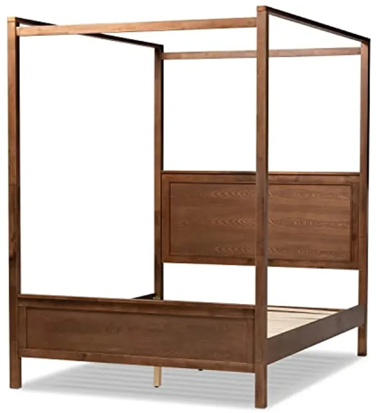 Baxton Studio Veronica Modern and Contemporary Walnut Brown Finished Wood King Size Platform Canopy Bed