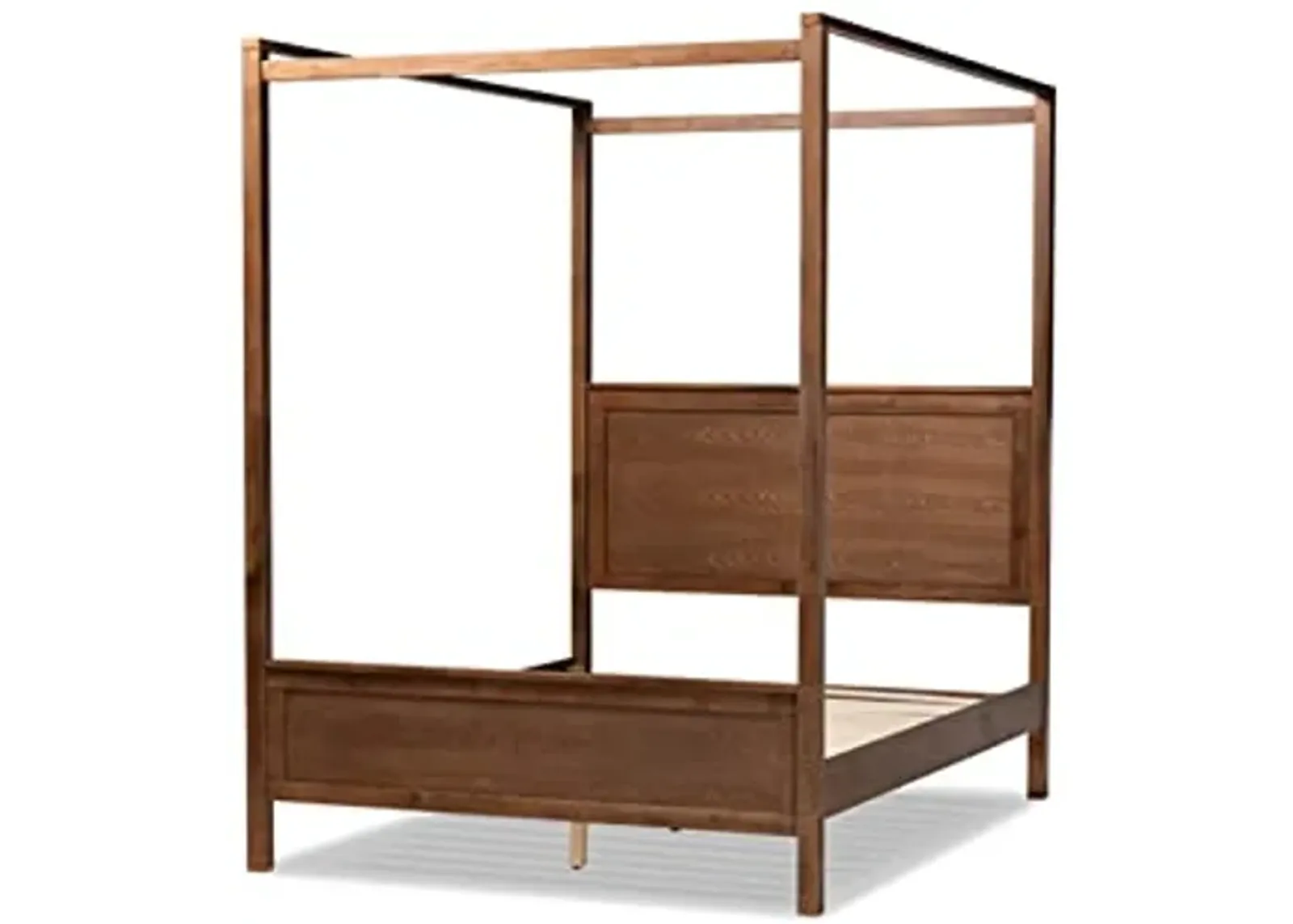 Baxton Studio Veronica Modern and Contemporary Walnut Brown Finished Wood King Size Platform Canopy Bed