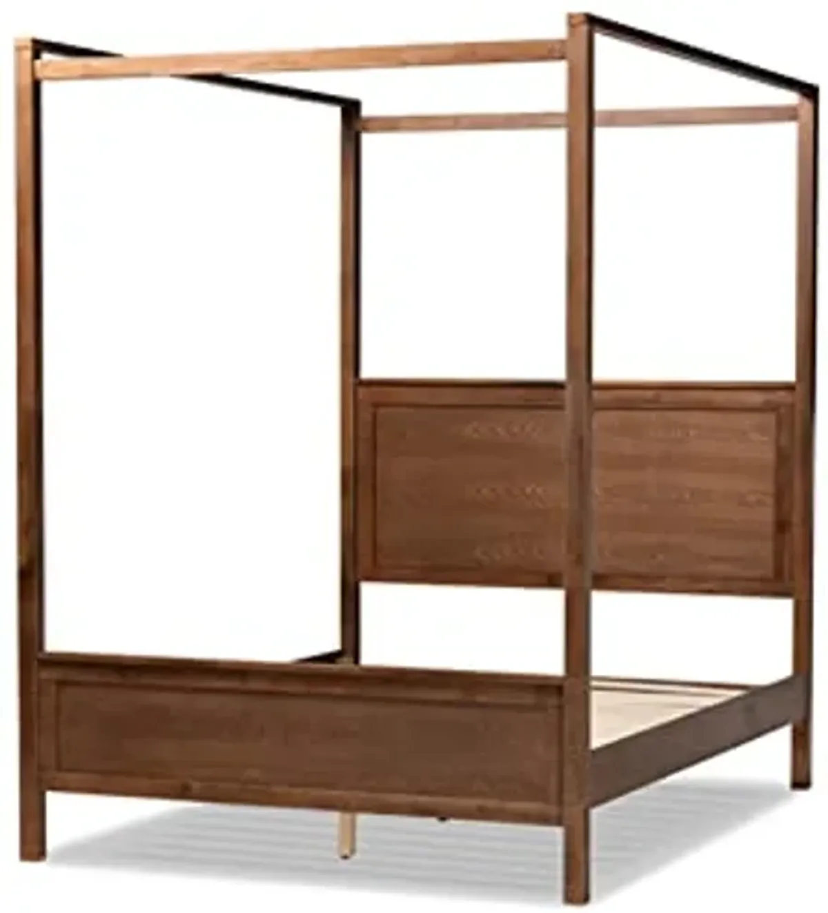 Baxton Studio Veronica Modern and Contemporary Walnut Brown Finished Wood King Size Platform Canopy Bed