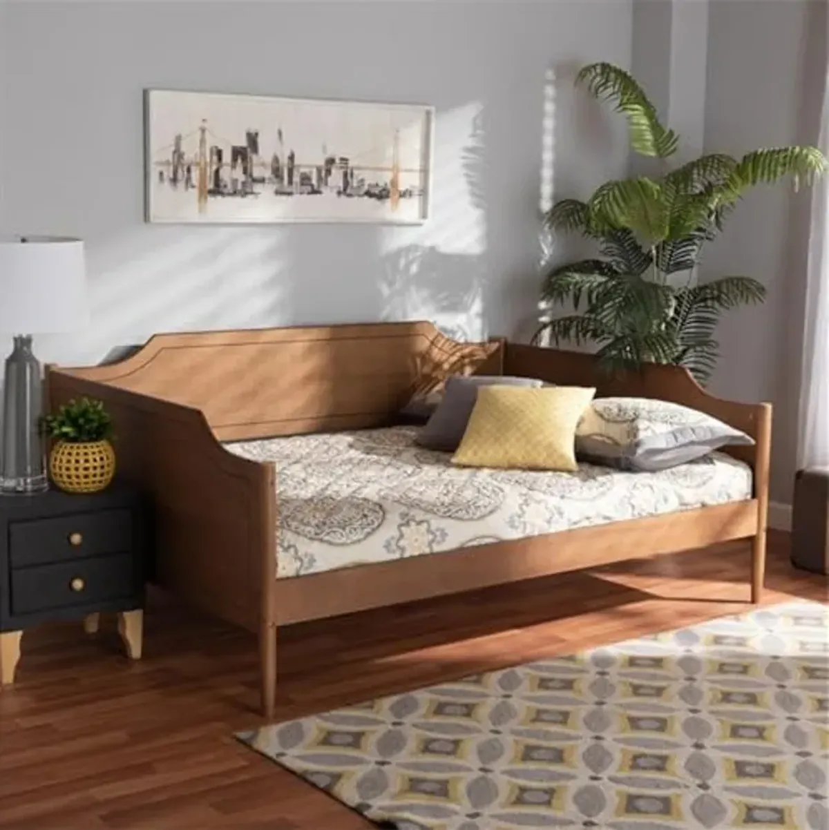 Baxton Studio Alya Classic Traditional Farmhouse Walnut Brown Finished Wood Full Size Daybed