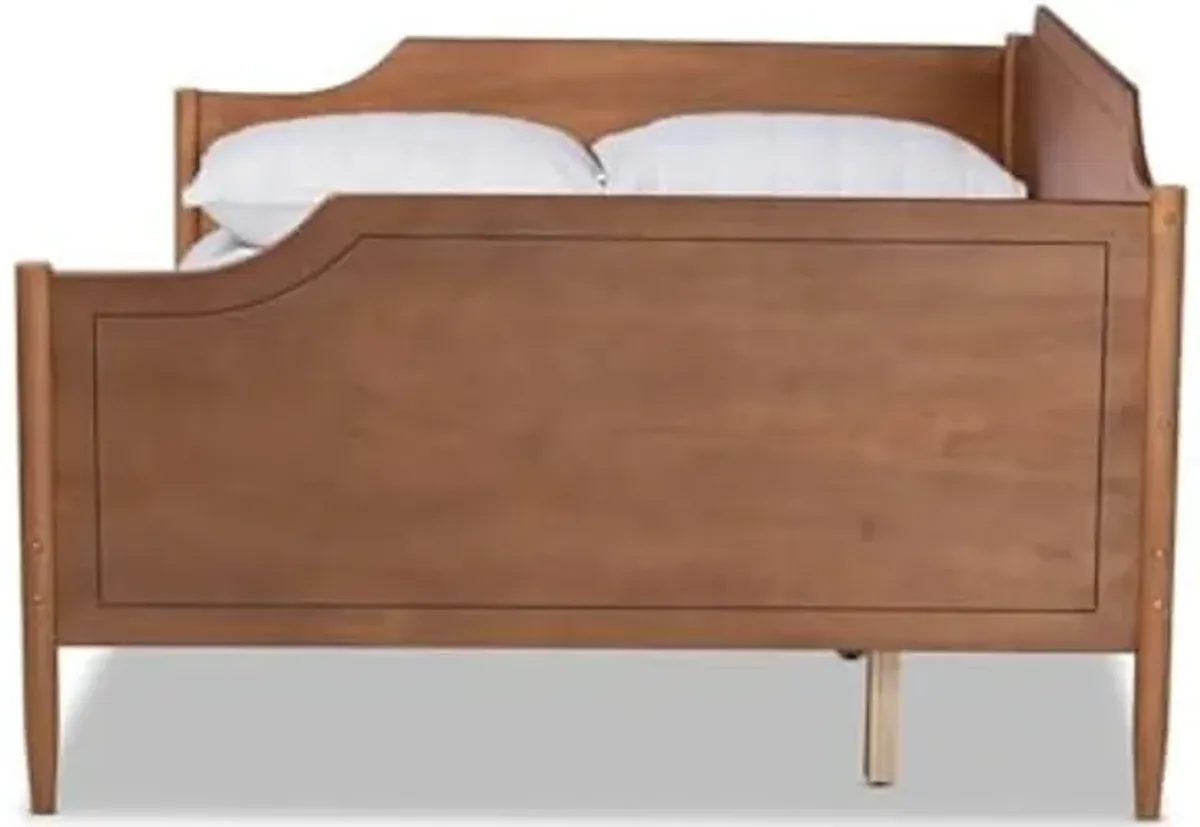 Baxton Studio Alya Classic Traditional Farmhouse Walnut Brown Finished Wood Full Size Daybed