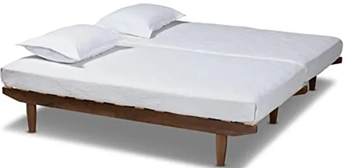 Baxton Studio Hiro Modern and Contemporary Walnut Finished Wood Expandable Twin Size to King Size Bed Frame