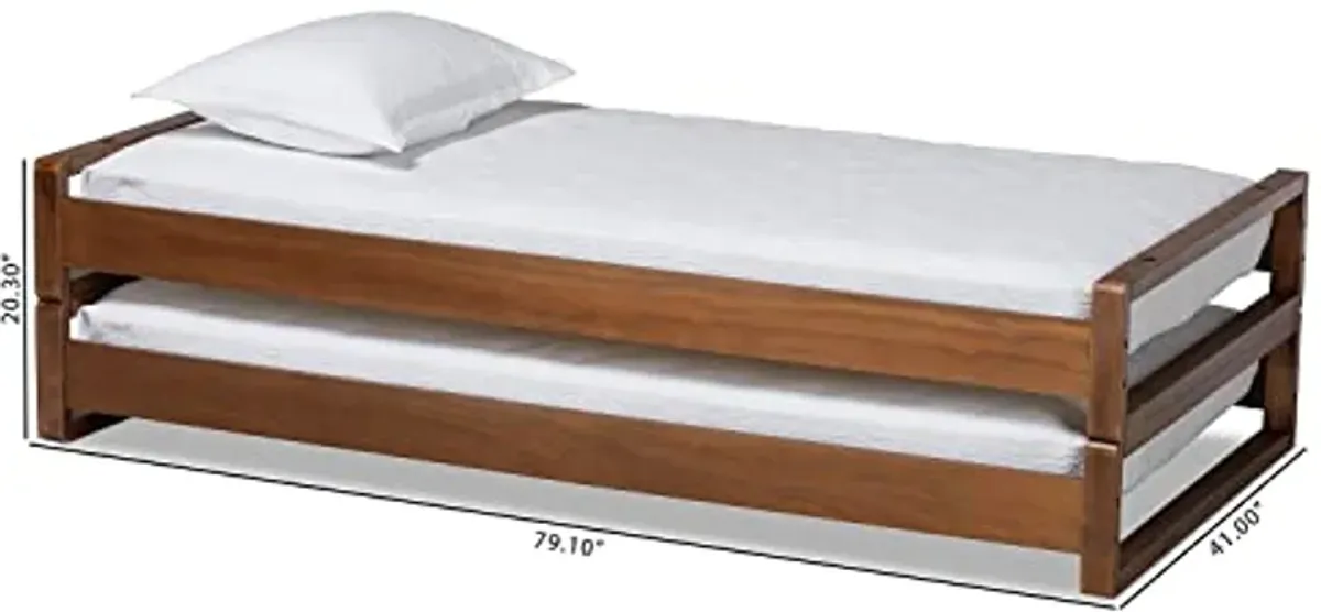 Baxton Studio Klara Modern and Contemporary Walnut Finished Wood Expandable Twin Size to King Size Bed Frame