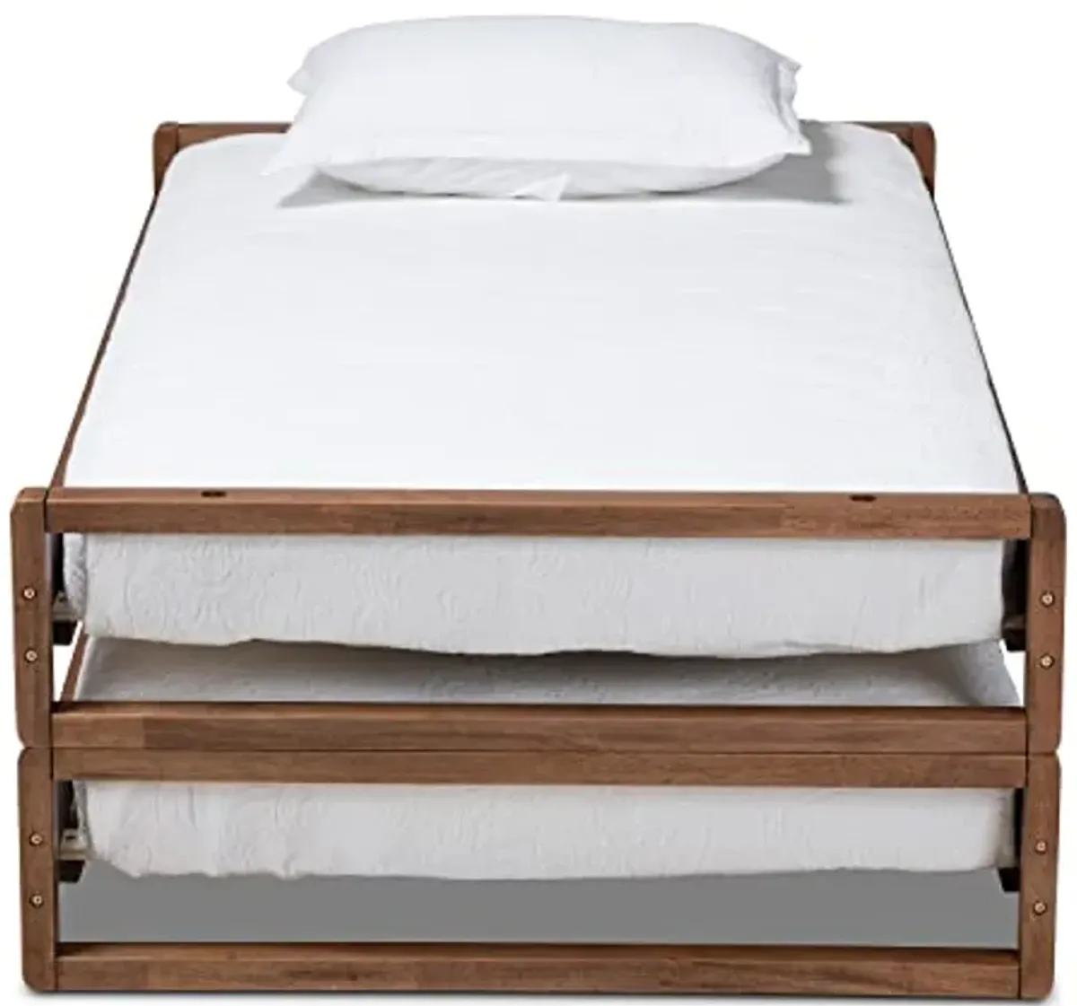 Baxton Studio Klara Modern and Contemporary Walnut Finished Wood Expandable Twin Size to King Size Bed Frame