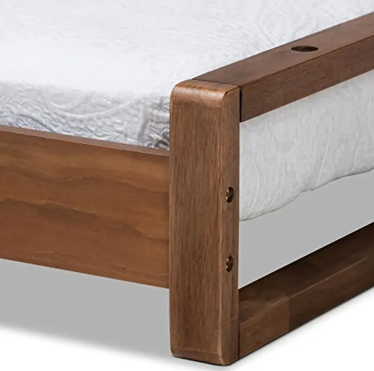 Baxton Studio Klara Modern and Contemporary Walnut Finished Wood Expandable Twin Size to King Size Bed Frame