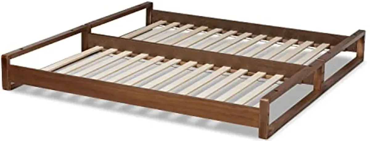 Baxton Studio Klara Modern and Contemporary Walnut Finished Wood Expandable Twin Size to King Size Bed Frame