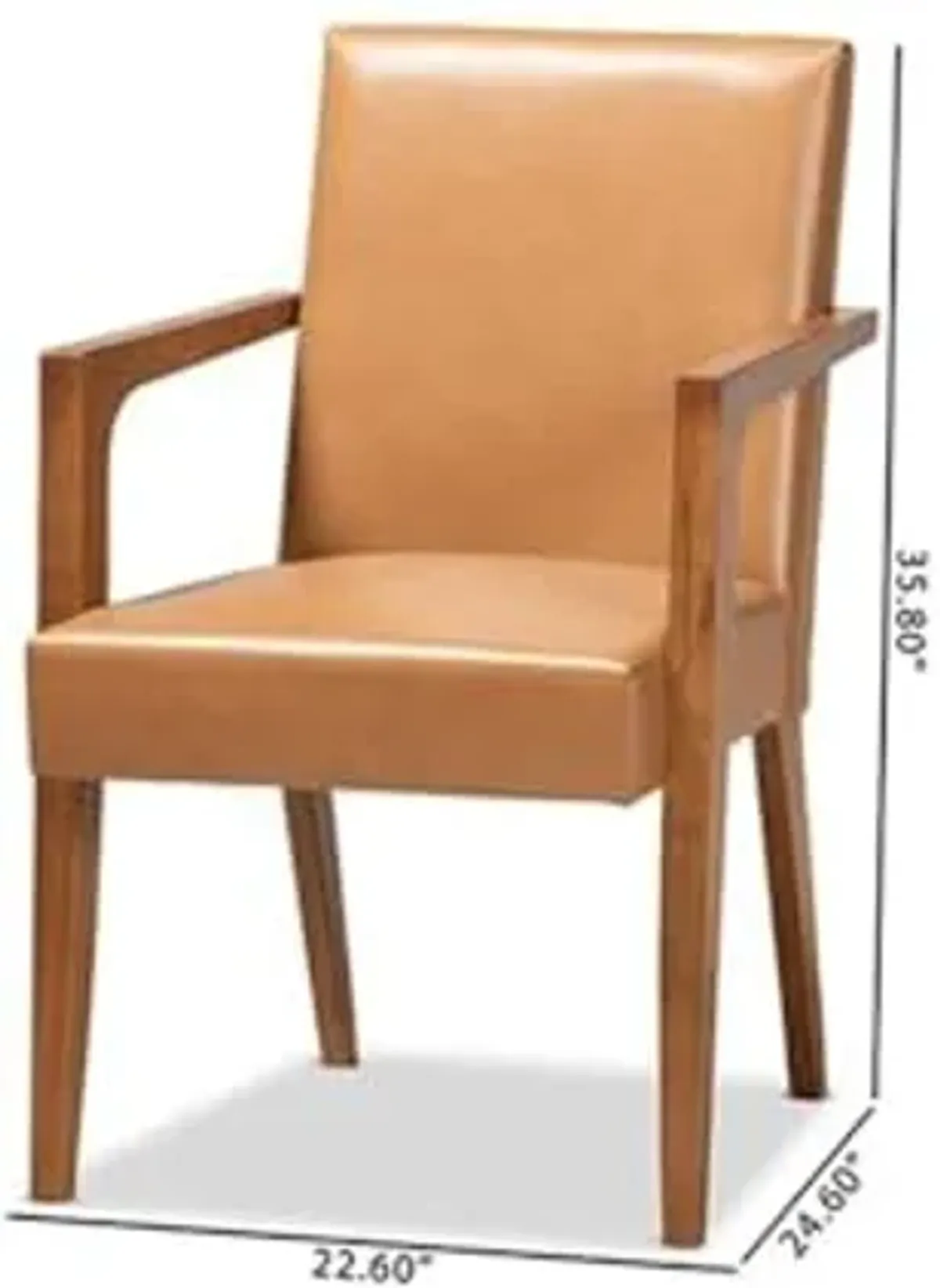 Baxton Studio Tan and Walnut Brown 2-PC Armchair Set BBT5267-Tan/Walnut-Chair