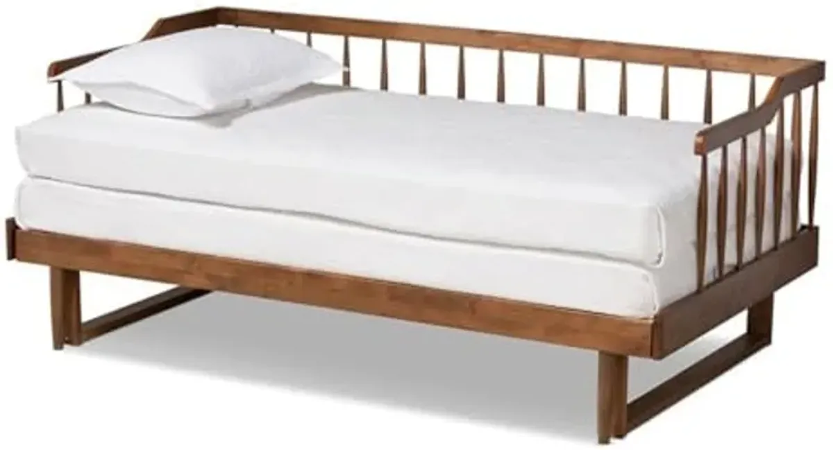 Baxton Studio Muriel Modern and Transitional Walnut Brown Finished Wood Expandable Twin Size to King Size Spindle Daybed