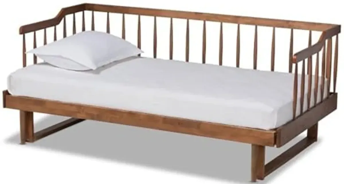 Baxton Studio Muriel Modern and Transitional Walnut Brown Finished Wood Expandable Twin Size to King Size Spindle Daybed