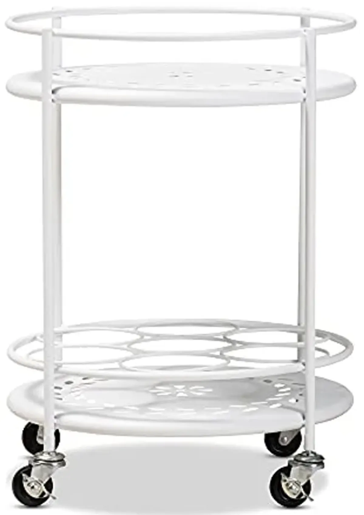 Baxton Studio Dallan Modern Industrial White Metal 2-Tier Kitchen Cart