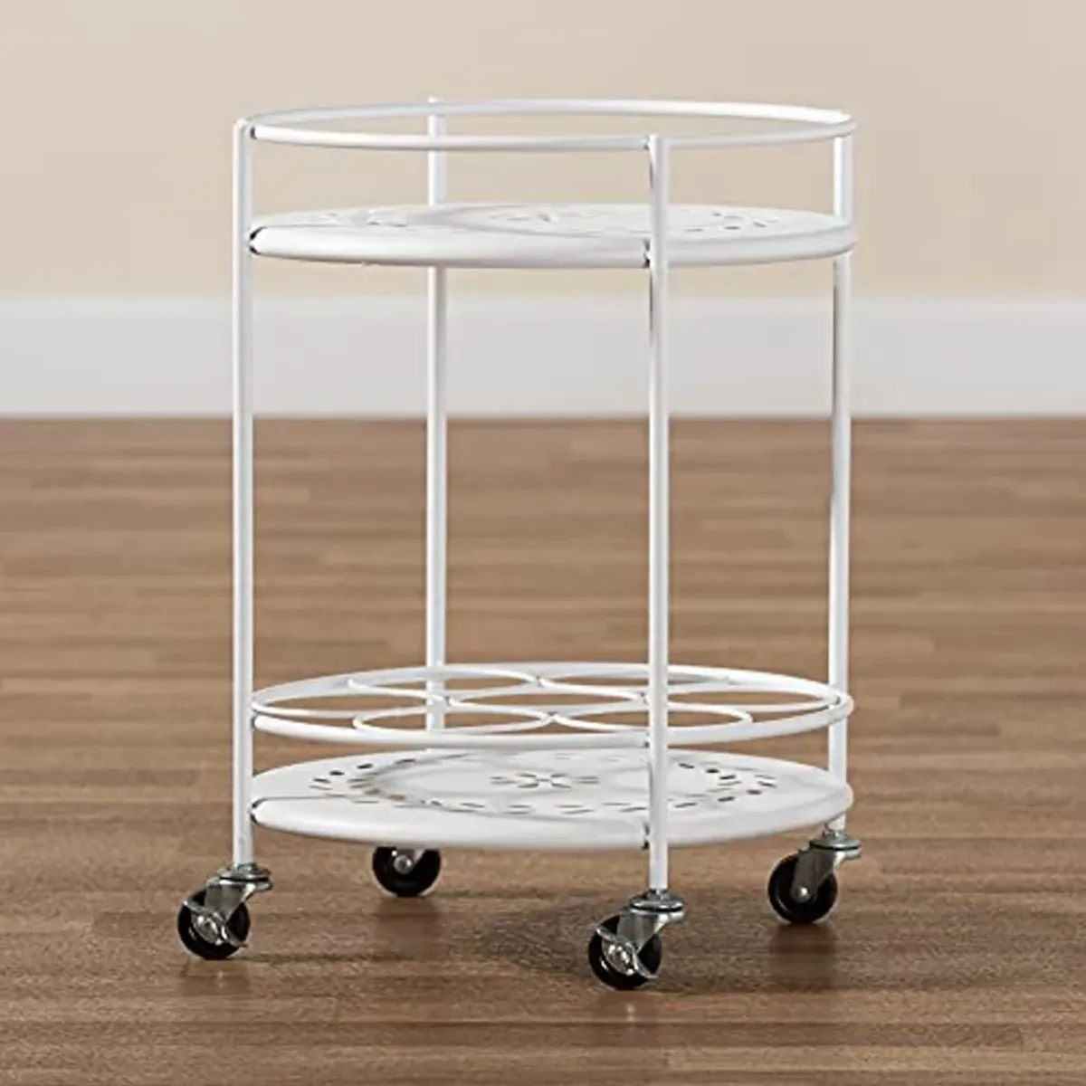 Baxton Studio Dallan Modern Industrial White Metal 2-Tier Kitchen Cart