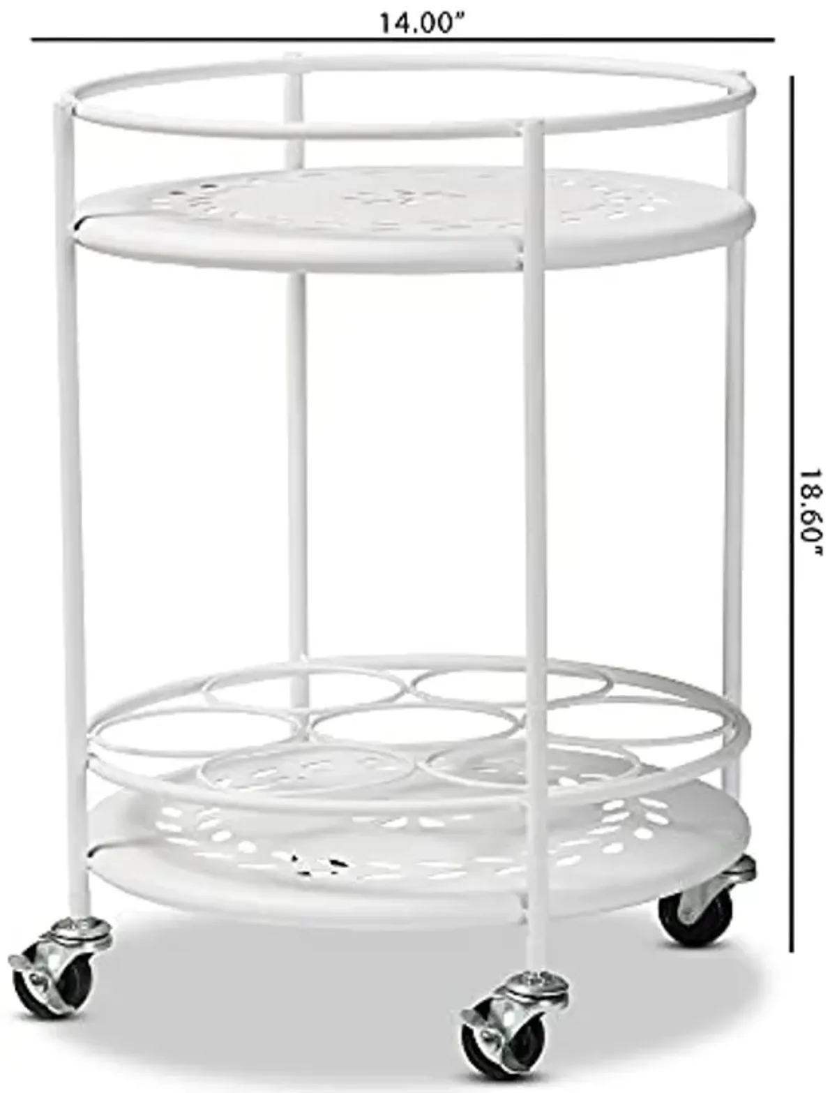 Baxton Studio Dallan Modern Industrial White Metal 2-Tier Kitchen Cart