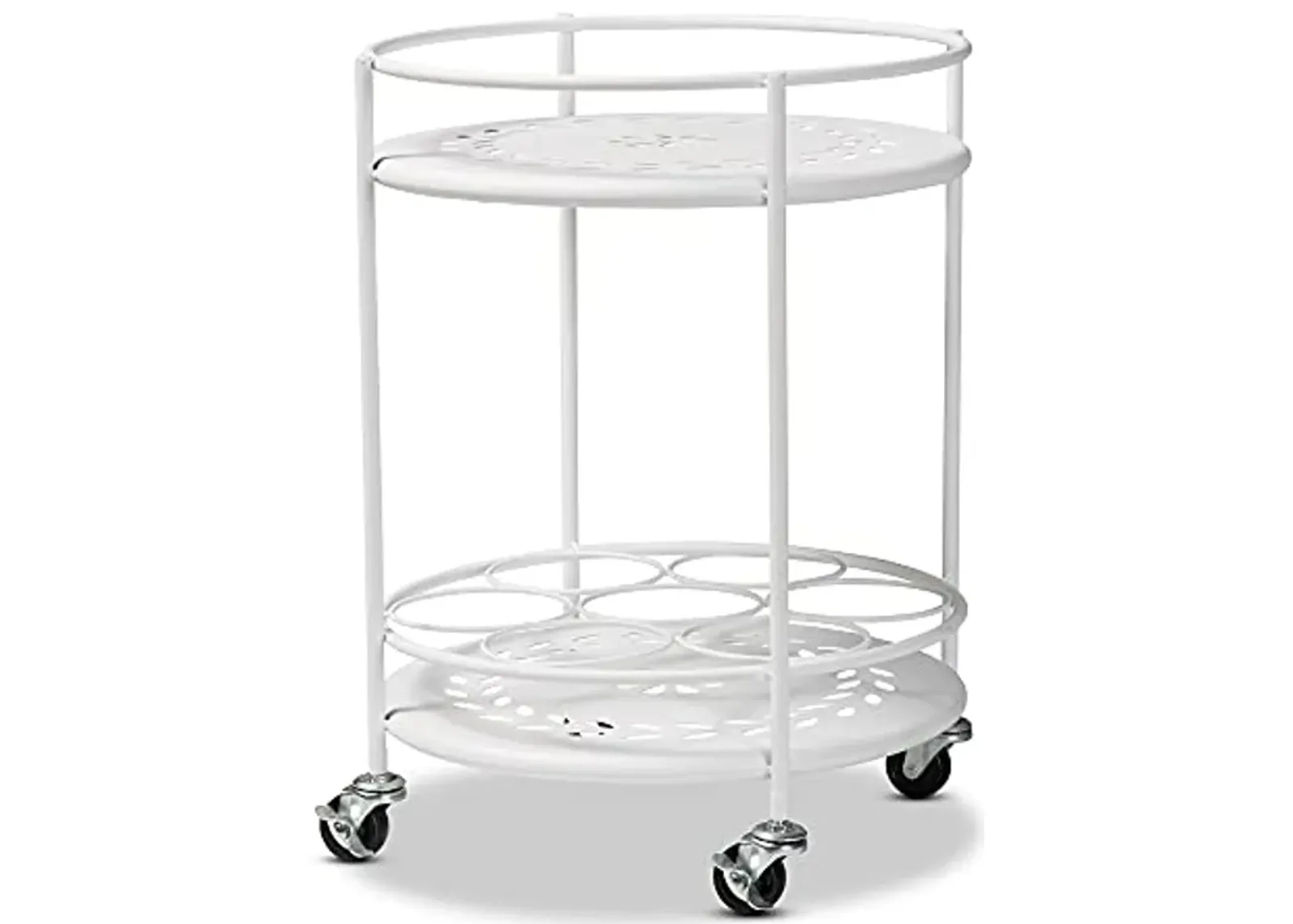 Baxton Studio Dallan Modern Industrial White Metal 2-Tier Kitchen Cart