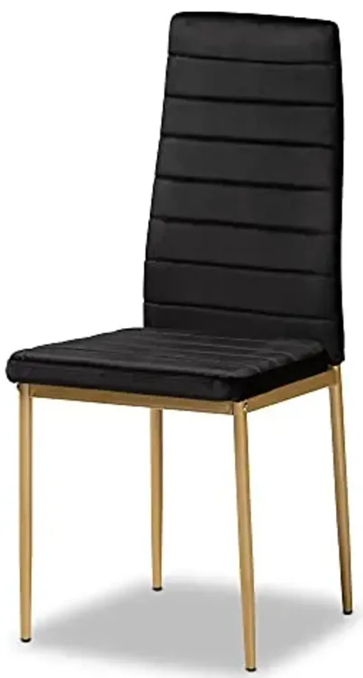 Baxton Studio Armand Modern Glam and Luxe Black Velvet Fabric Upholstered and Gold Finished Metal 4-Piece Dining Chair Set