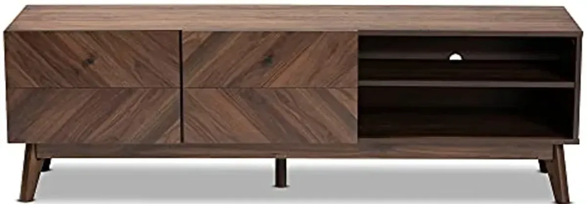 Baxton Studio Hartman TV Stands, One Size, Walnut Brown