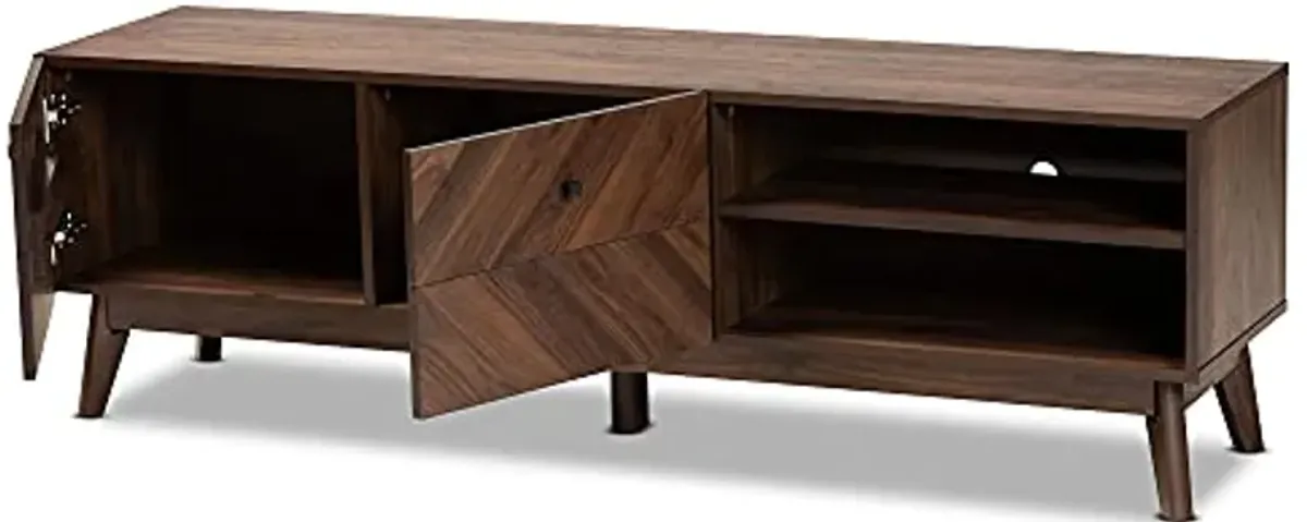 Baxton Studio Hartman TV Stands, One Size, Walnut Brown