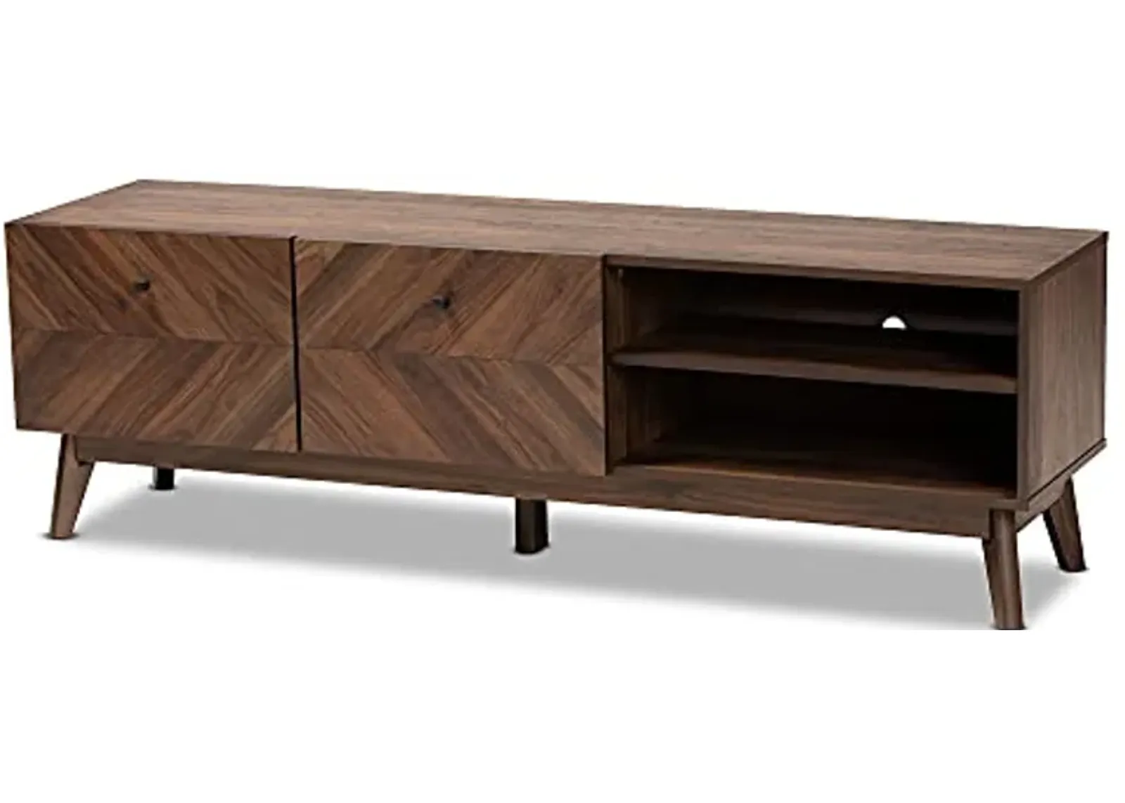 Baxton Studio Hartman TV Stands, One Size, Walnut Brown