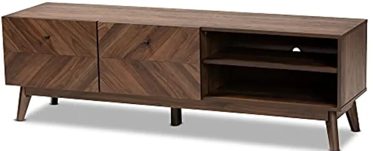 Baxton Studio Hartman TV Stands, One Size, Walnut Brown