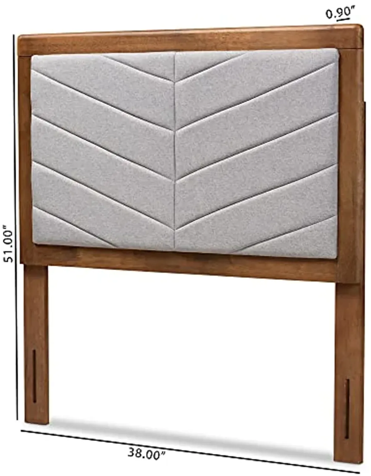 Baxton Studio IDEN Headboard, Twin, Light Grey/Walnut Brown