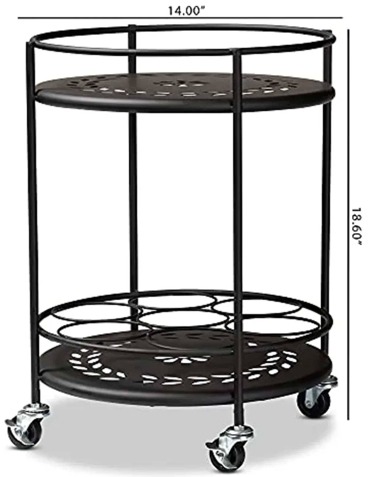 Baxton Studio Dallan Modern Industrial Black Metal 2-Tier Kitchen Cart