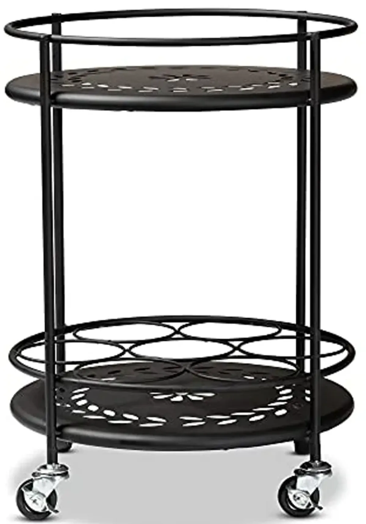 Baxton Studio Dallan Modern Industrial Black Metal 2-Tier Kitchen Cart