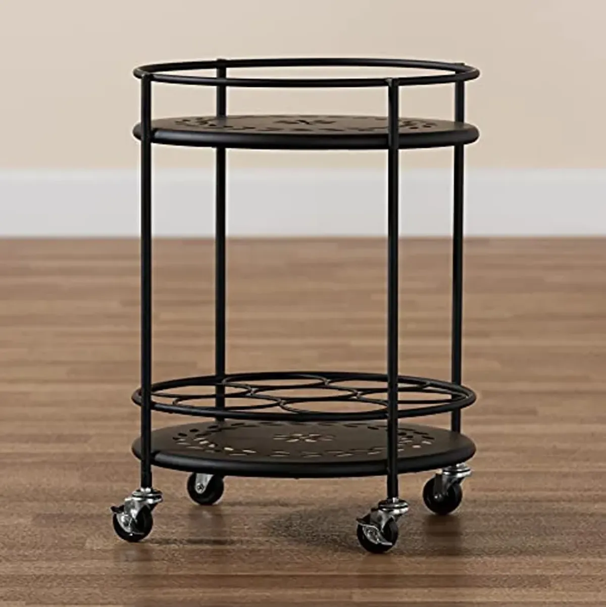 Baxton Studio Dallan Modern Industrial Black Metal 2-Tier Kitchen Cart