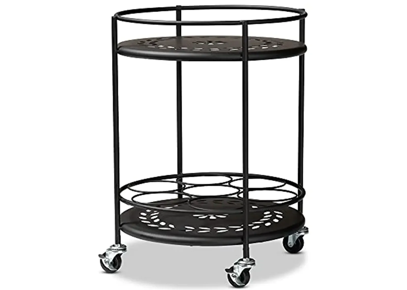 Baxton Studio Dallan Modern Industrial Black Metal 2-Tier Kitchen Cart