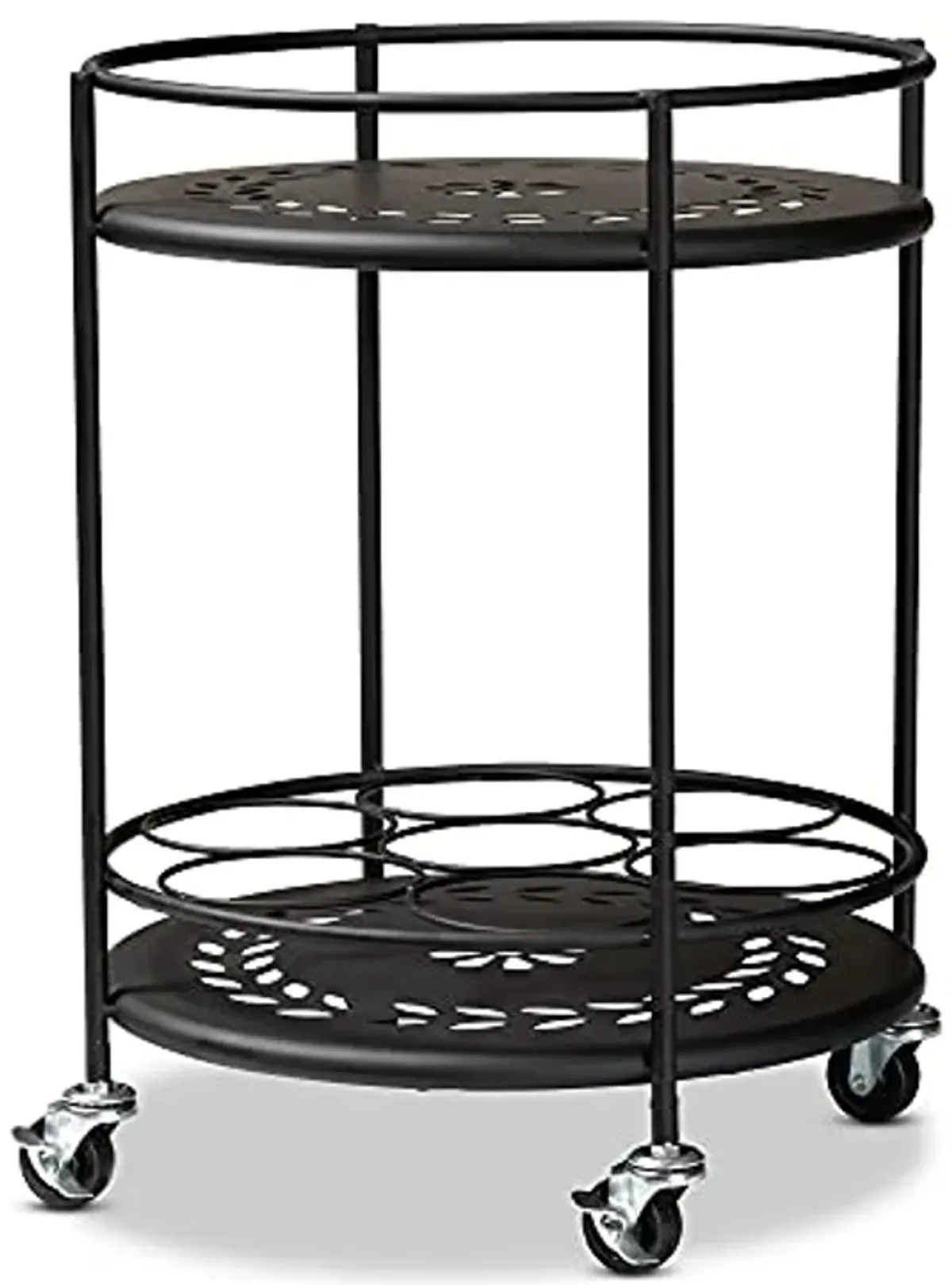 Baxton Studio Dallan Modern Industrial Black Metal 2-Tier Kitchen Cart