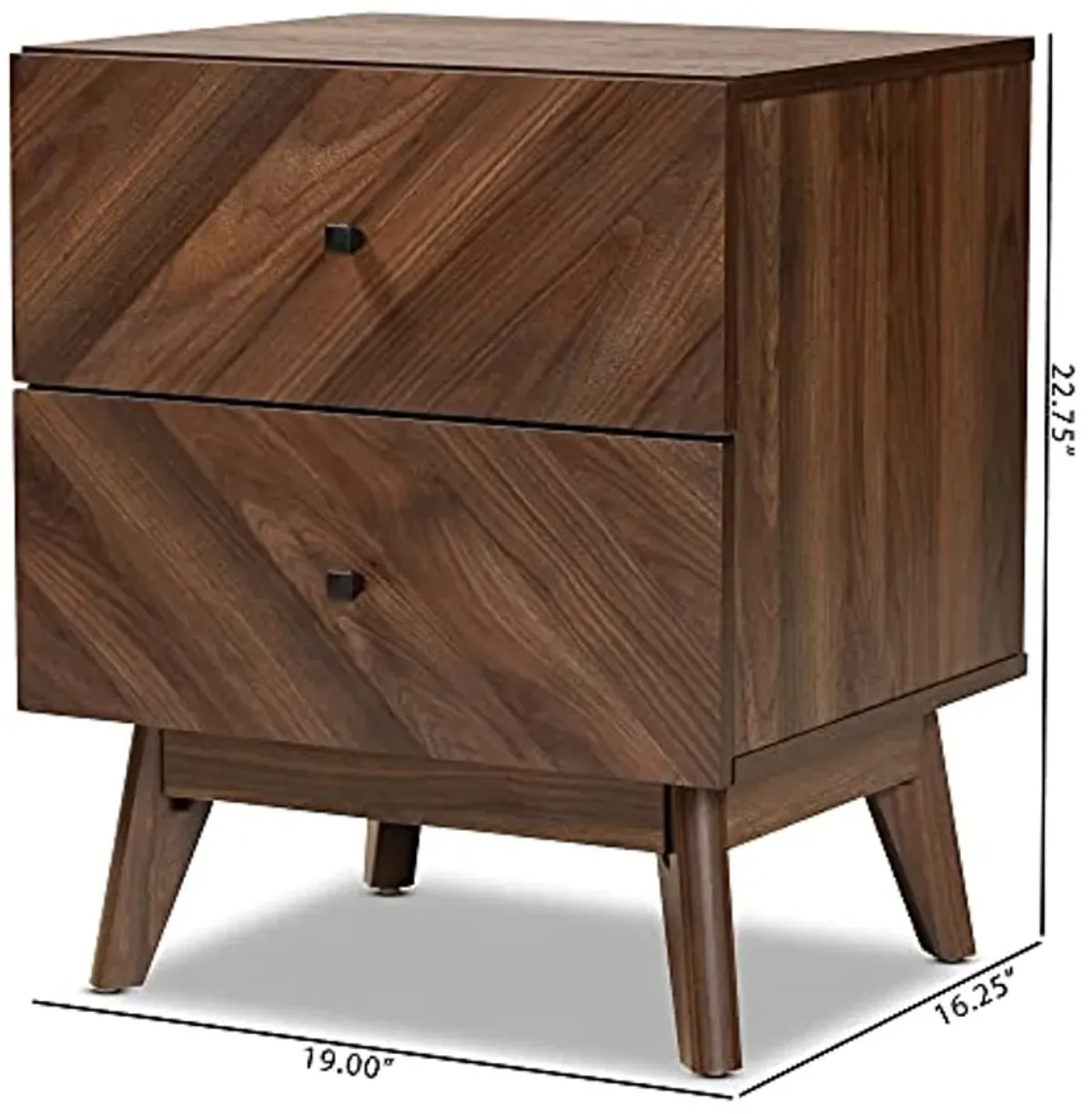 Baxton Studio Hartman Nightstands, Walnut Brown