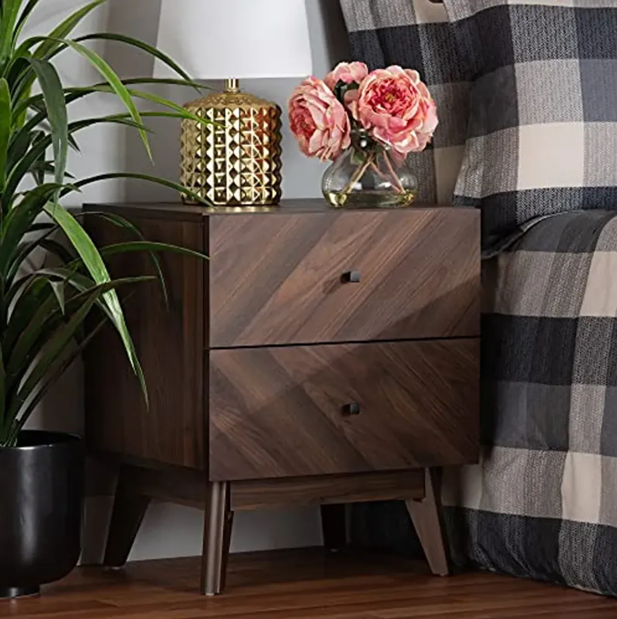 Baxton Studio Hartman Nightstands, Walnut Brown