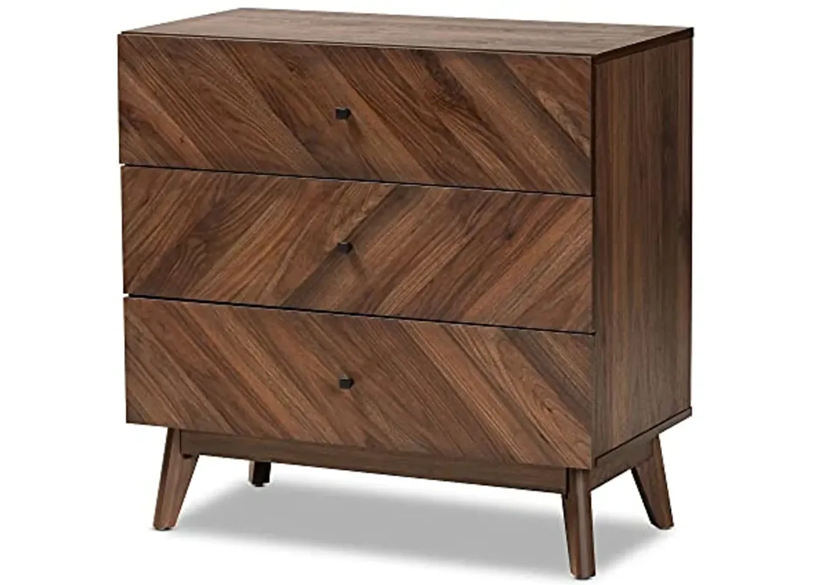 Baxton Studio Hartman Mid-Century Modern Walnut Brown Finished Wood 3-Drawer Storage Chest