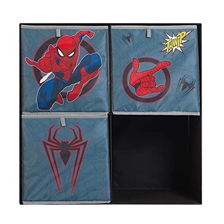 Marvel Spiderman Collapsible Storage Cubby Organizer and Bookshelf with 3 Collapsible Cubes